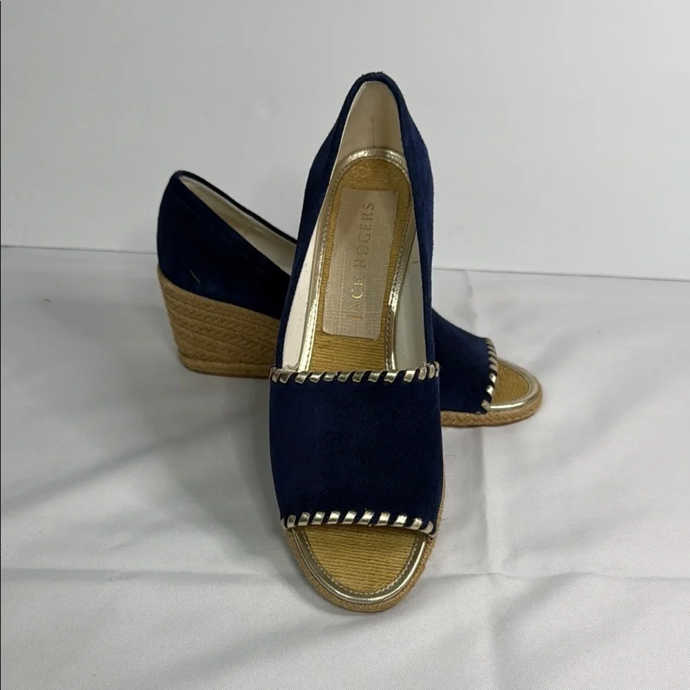 Jack‎ Rogers Blue and Tan Nautical Wedges